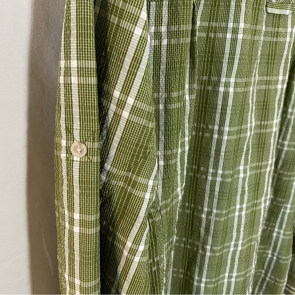 L.L. Bean Cool Weave Performance Outdoor Green Plaid Fishing UPF Outdoor Shirt - Picture 6 of 10